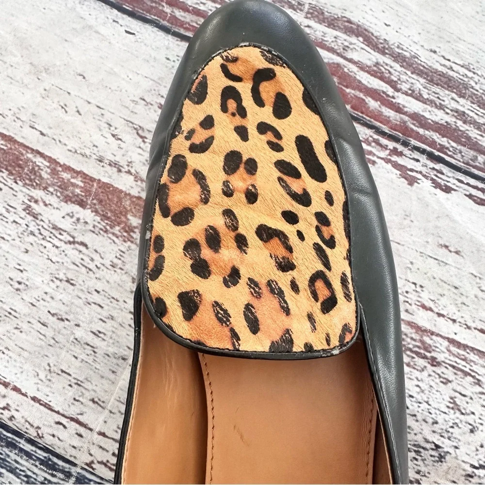 J. Crew Leopard Print Black Loafers